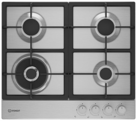 Газовая варочная панель Indesit THPM 642 W/IX/I RU 58 см, 4 конфорки электроподжиг газконтроль, серебристый