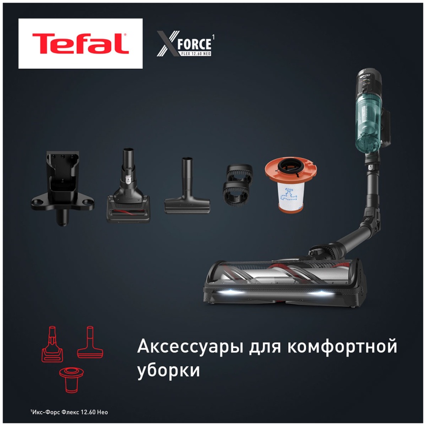 Пылесос вертикальный Tefal X-Force Flex 12.60 Neo TY9L42WO, зеленый/серый фото 10