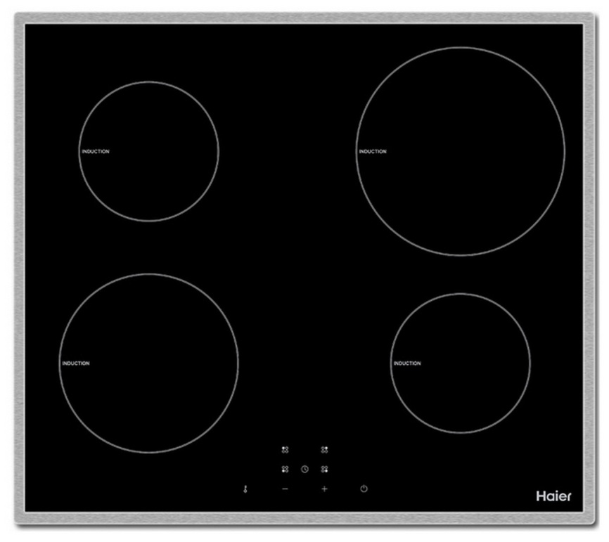 Электрическая варочная панель Haier HHX-Y 64 NFB 59 см, 4 конфорки стеклокерамика, черный фото 1