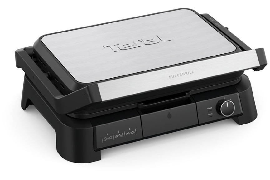 Гриль Tefal SuperGrill 3 в 1 XL GC520DE0, серебристый/черный фото 1