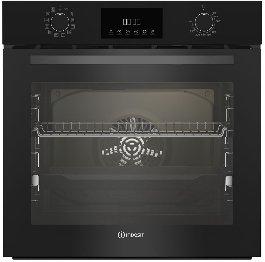 Электрический духовой шкаф Indesit IBFTE 3841 J BL 59 см, 72 л, гриль и конвекция, черный фото 1