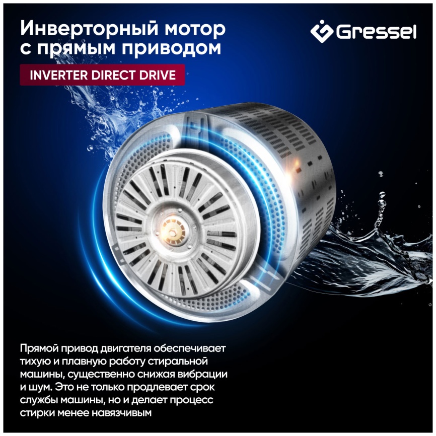 Стиральная машина с сушкой Gressel UWS603 10,5 кг, белый фото 6
