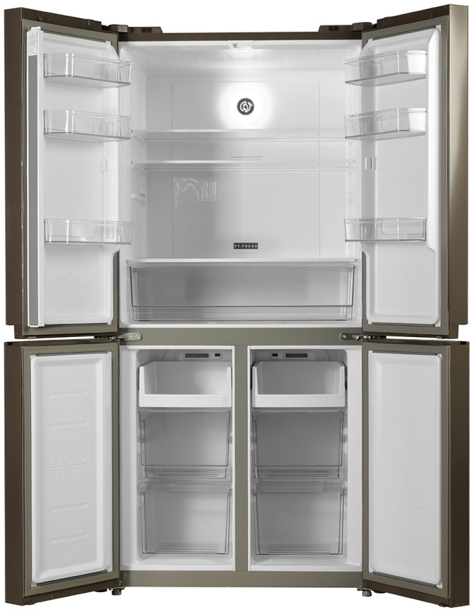 Многокамерный холодильник Centek CT-1756 NF Beige Glass No frost, бежевый фото 2