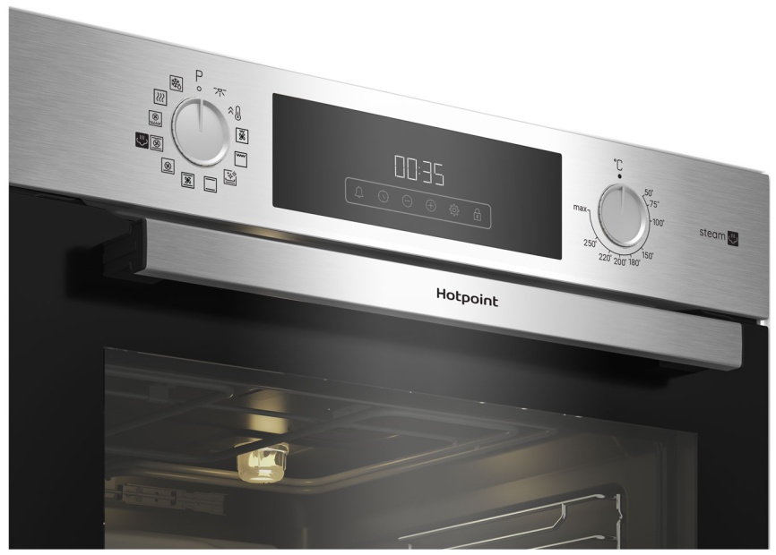 Электрический духовой шкаф Hotpoint HSTF 1231 JSAH IX 59 см, 72 л гриль конвекция, серебристый фото 3