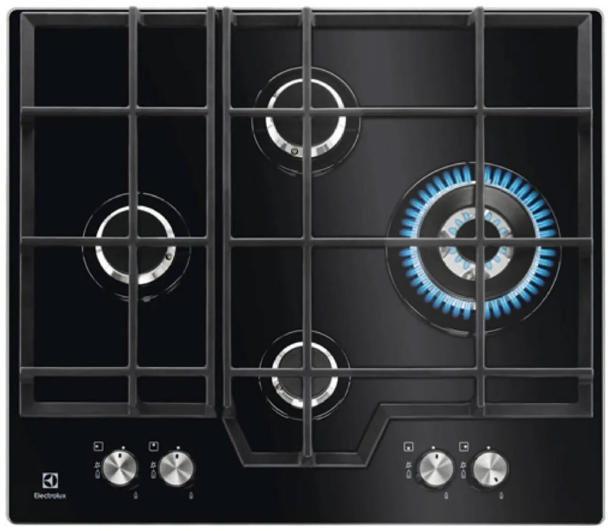 Газовая варочная панель Electrolux KGG6456K 59 см, 4 конфорки, черный фото 1