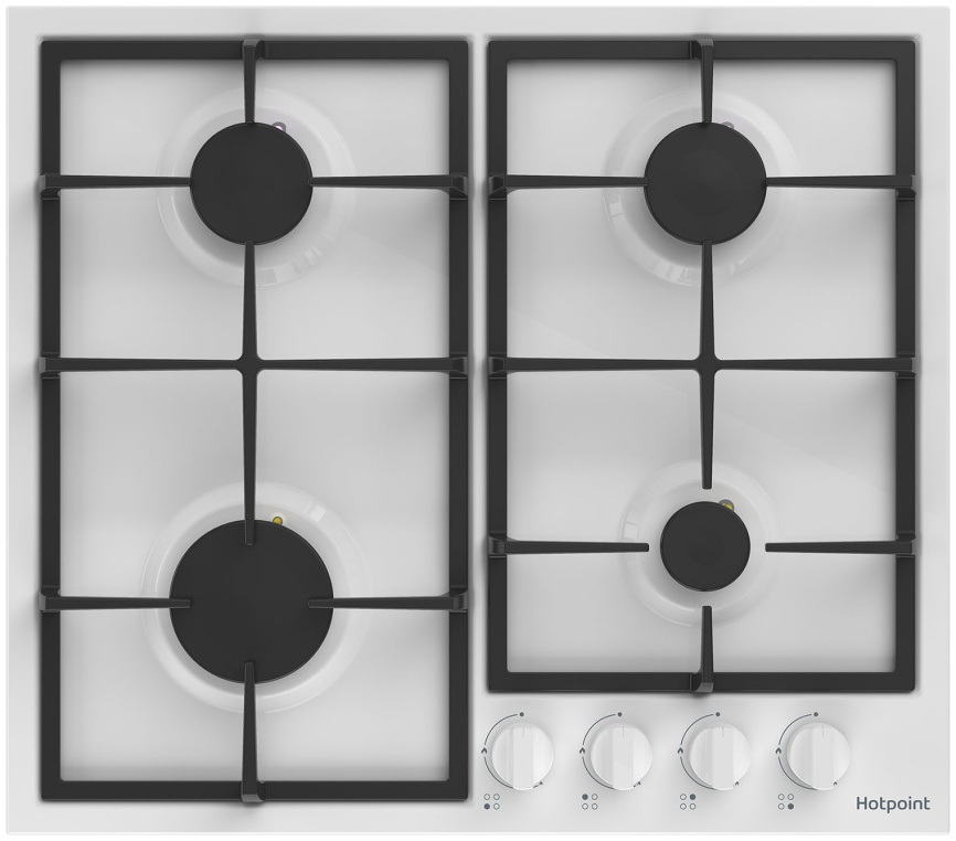 Газовая варочная панель Hotpoint HGMT 642 WH 58 см, 4 конфорки электроподжиг газконтроль, белый фото 3
