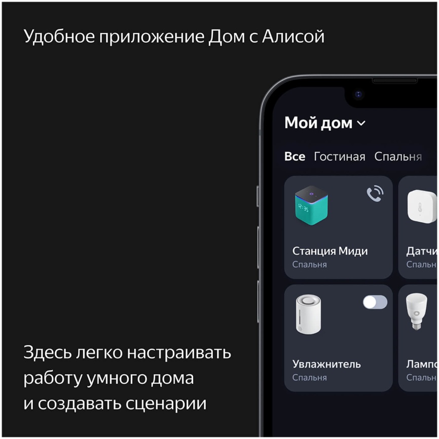 Умная колонка Яндекс Станция Миди с Алисой, с Zigbee, 24Вт, черный фото 14