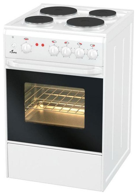 Электроплита Flama AE 1403 W 50 см, 50 л, 4 конфорки, белый фото 1