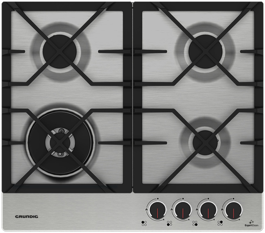 Газовая варочная панель Grundig GIGA 6234260 XE 58 см, 4 конфорки электроподжиг газконтроль, серебристый фото 1