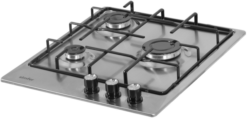 Газовая варочная панель Simfer H 45 V 30 M 411 45 см, 3 конфорки электроподжиг, серебристый фото 3