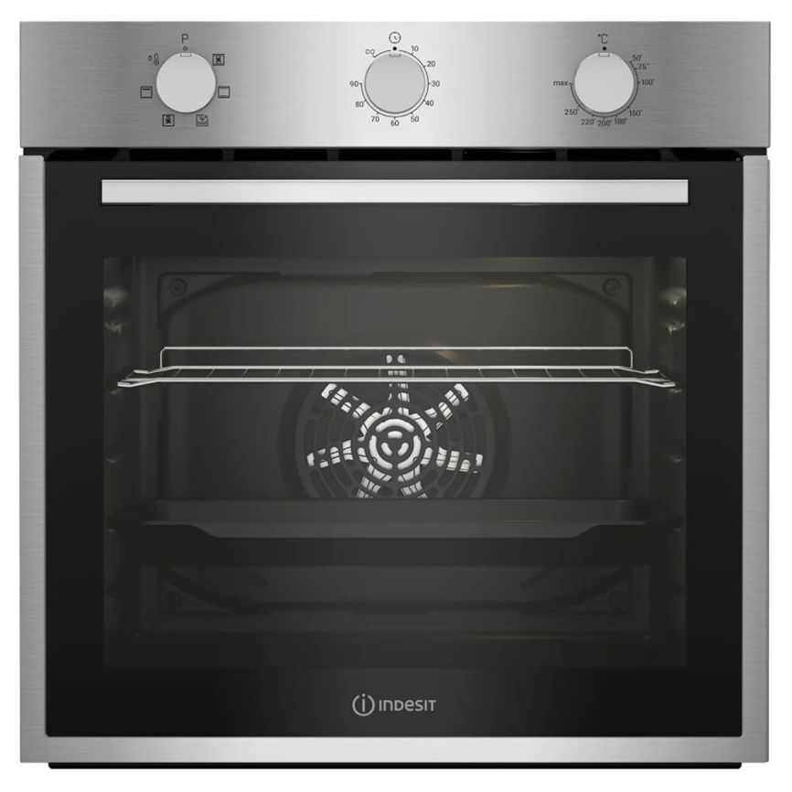 Электрический духовой шкаф Indesit IFE 2630 IX 59 см, 72 л гриль конвекция, серебристый фото 1