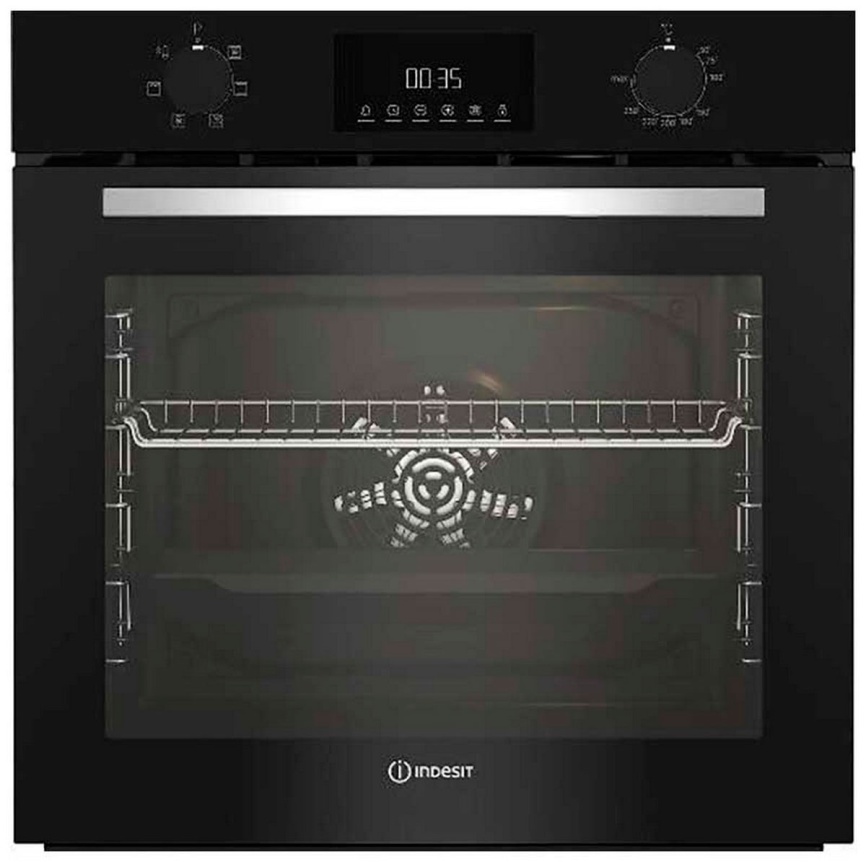 Электрический духовой шкаф Indesit IFE 3644 BL 59 см, 72 л, гриль и конвекция, черный фото 1
