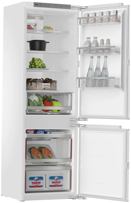 Встраиваемый двухкамерный холодильник Haier BCF3261WRU No frost, белый фото 3