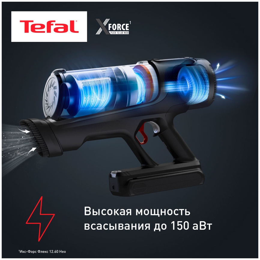 Пылесос вертикальный Tefal X-Force Flex 12.60 Neo TY9L42WO, зеленый/серый фото 3