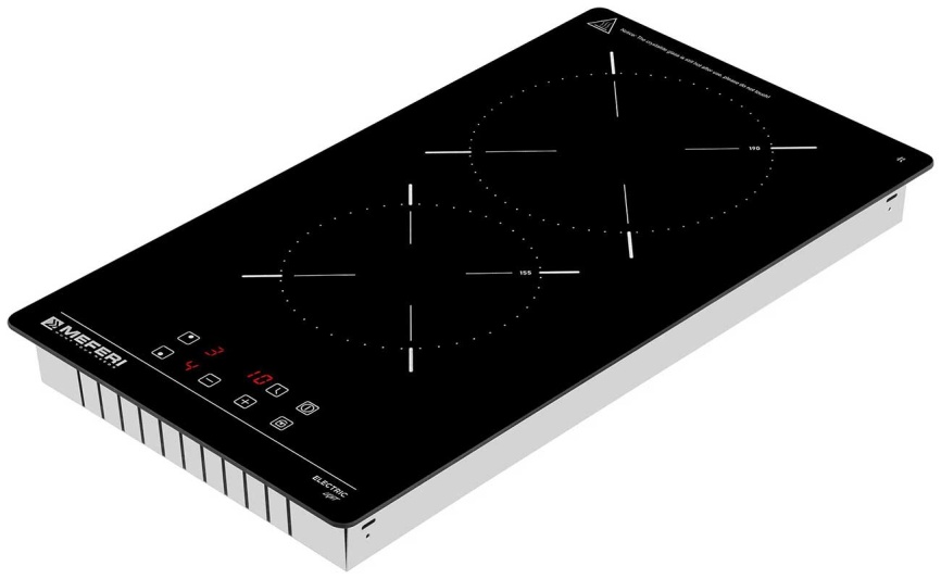 Электрическая варочная панель Meferi MEH302BK LIGHT 30 см, 2 конфорки стеклокерамика, черный фото 3