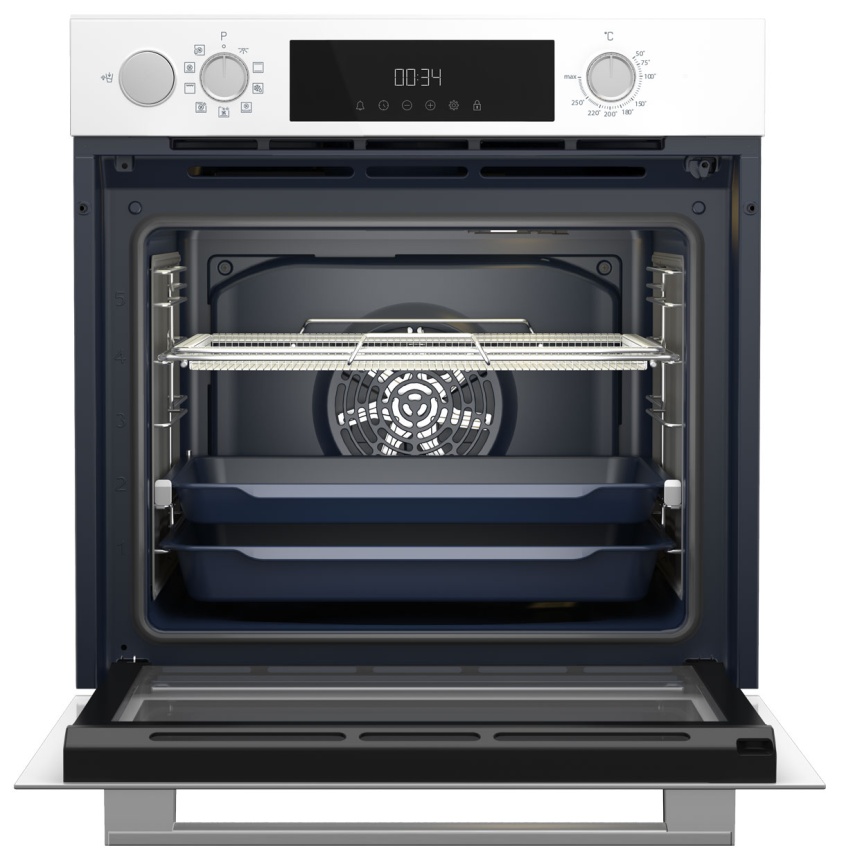 Электрический духовой шкаф Grundig GEBM12300WSA 59 см, 72 л гриль конвекция, белый фото 4