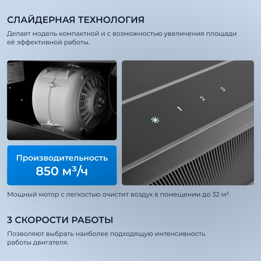 Вытяжка Zugel ZHT652GB черная фото 4