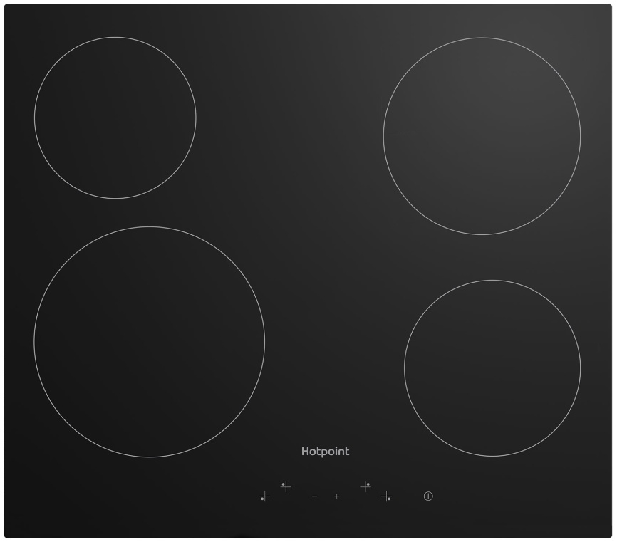 Электрическая варочная панель Hotpoint HR 6T1 C 59 см, 4 конфорки стеклокерамика, черный фото 1