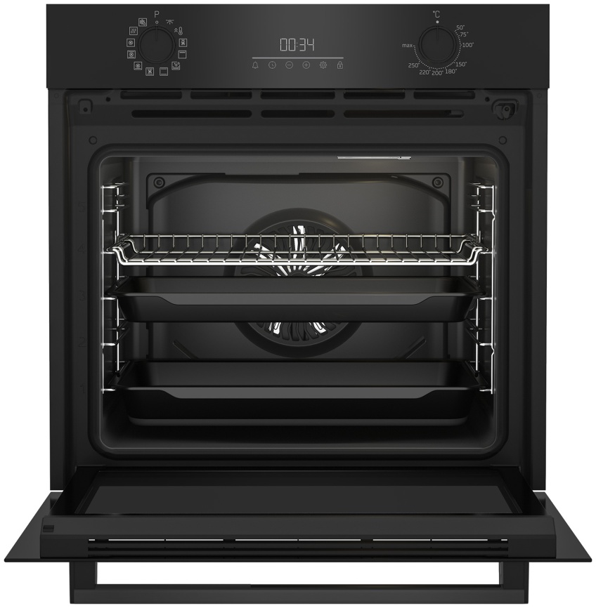 Электрический духовой шкаф Beko BBIM18300SG 59 см, 72 л, гриль и конвекция, черный фото 1
