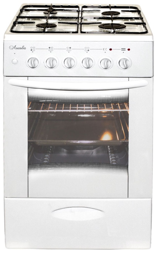 Комбинированная плита Лысьва ЭГ 401 МС-2у 50 см, 57 л, 4 конфорки, белый фото 1