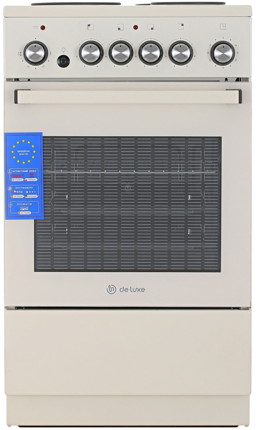 Электроплита De luxe 5004.16э-013 50 см, 43 л, 4 конфорки, бежевый фото 1