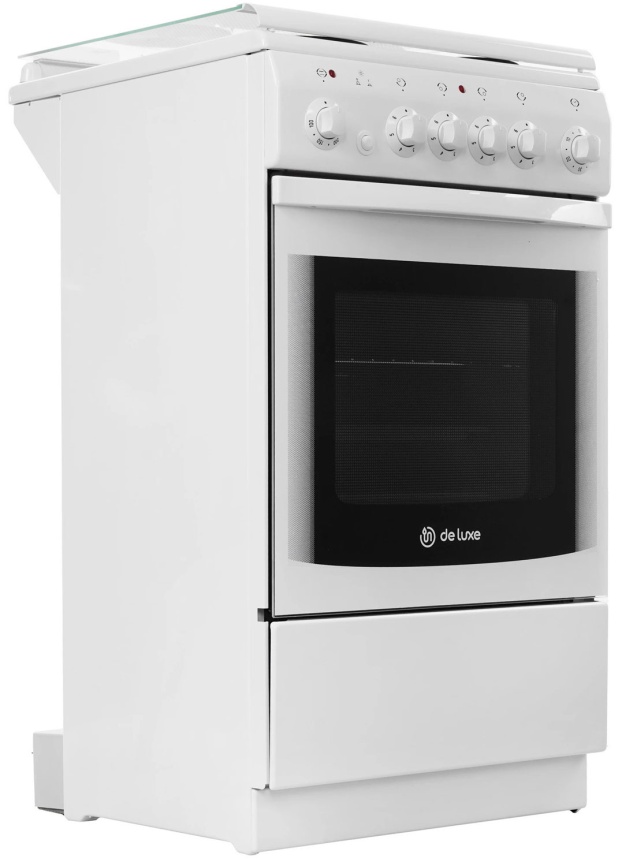 Электроплита De luxe 5004.10 экр-001 50 см, 43 л, 4 конфорки, белый фото 3