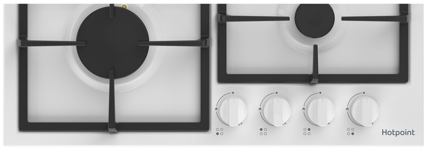 Газовая варочная панель Hotpoint HGMT 642 WH 58 см, 4 конфорки электроподжиг газконтроль, белый фото 6