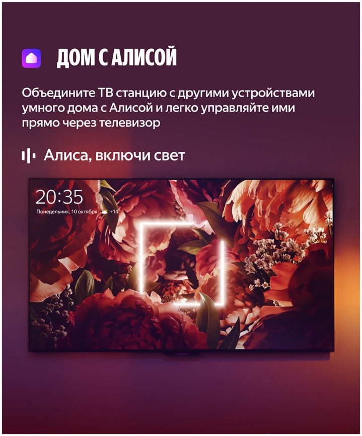 Телевизор Яндекс ТВ Станция Бейсик с Алисой 65'', 4K UHD (YNDX-00077) фото 12