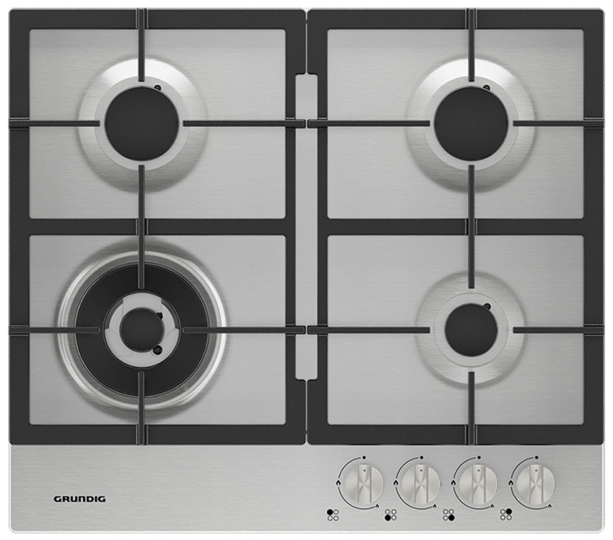 Газовая варочная панель Grundig GIGA 6234250 X 58 см, 4 конфорки электроподжиг газконтроль, серебристый фото 1