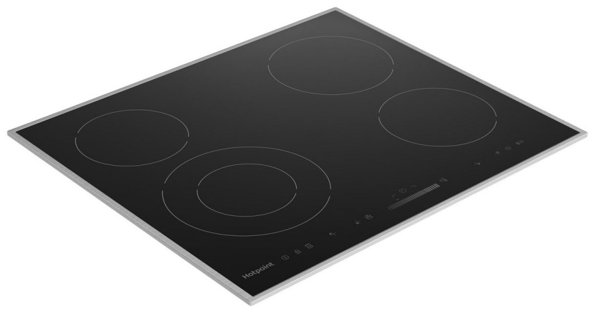 Электрическая варочная панель Hotpoint HR 6T2 X S 58 см, 4 конфорки стеклокерамика, черный фото 3