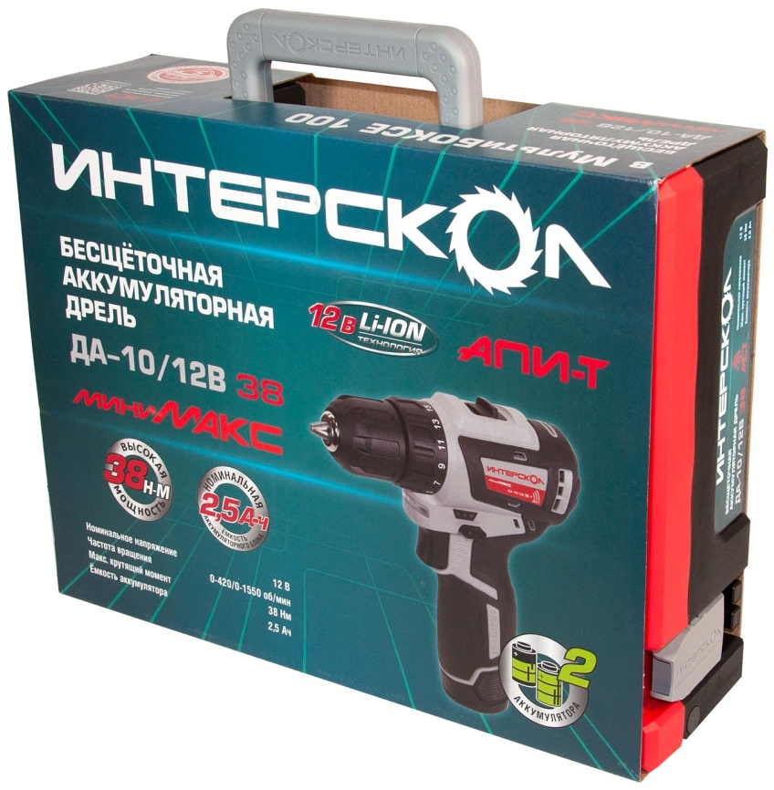 Дрель-шуруповерт Интерскол ДА-10/12В 38 МиниМАКС (МультиБОКС 100 2 аккум. 25Ач) фото 5