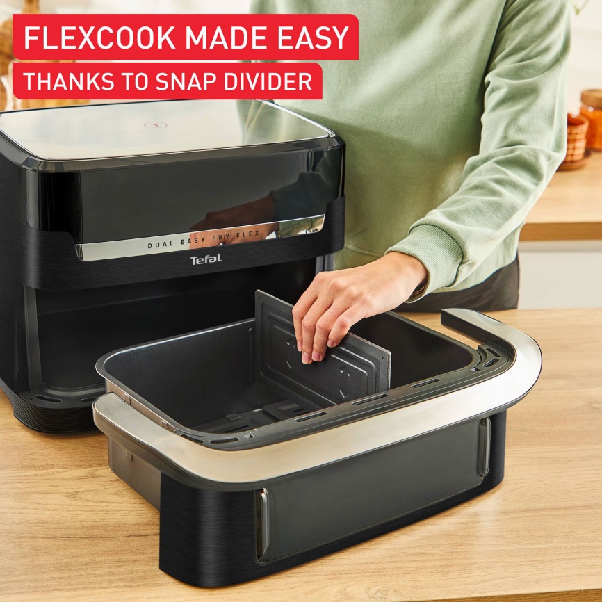 Аэрогриль Tefal Dual Easy Fry Flex EY9228E0 серебристый/ черный фото 6